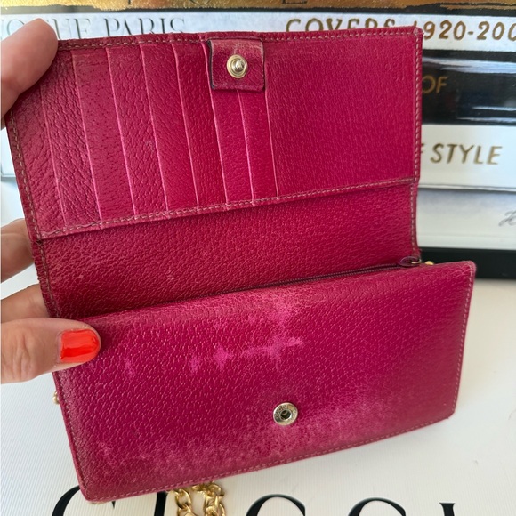 GUCCI GG Canvas and Leather Vintage Long Wallet On Chain Crossbody - Picture 8 of 16